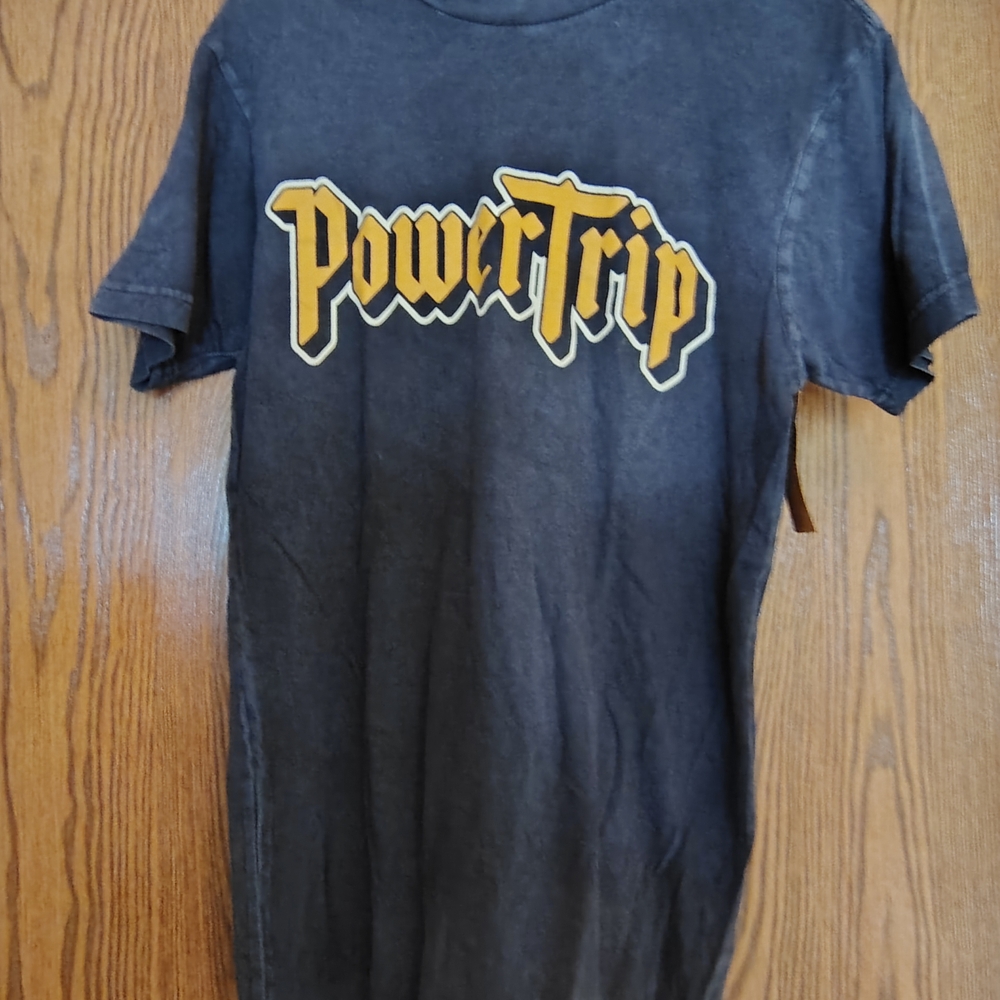 Powertrip Gray T-Shirt with Yellow Graphic